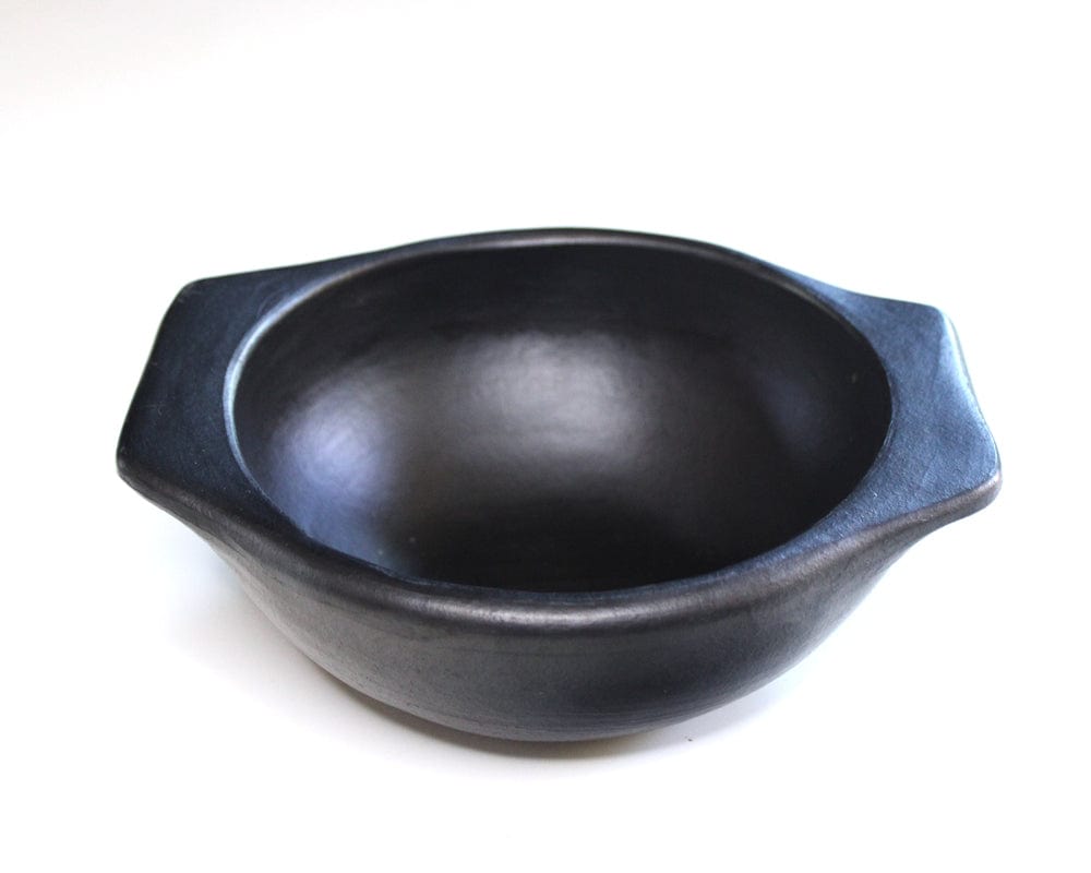 Authentic Chamba Ajiaco Bowl w/ Flat Bottom - Elegant, All-Natural Black Clay Dish for Soup, Salad or Serving - Handmade in Colombia