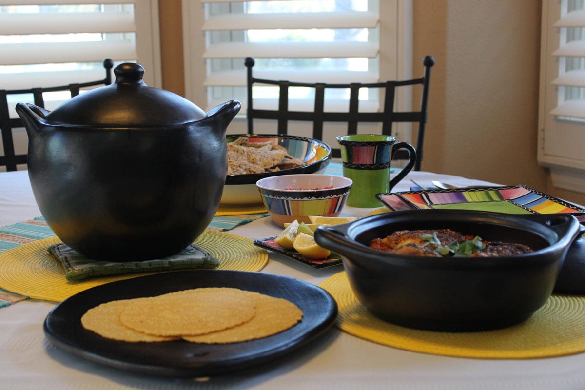 Chamba Cookware Authentic Chamba Casserole - Elegant, All-Natural Black Clay Casserole for Braising, Baking and Serving Paella, Stews and More- Stovetop & Oven Safe – Handmade in Colombia