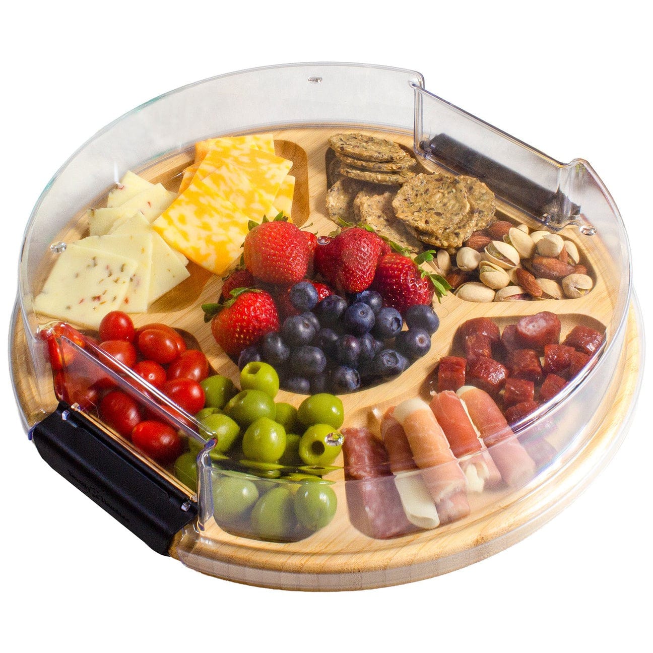 Table & Counter Accessories Flip, Serve & Store Charcuterie Board with Locking Lid - Round