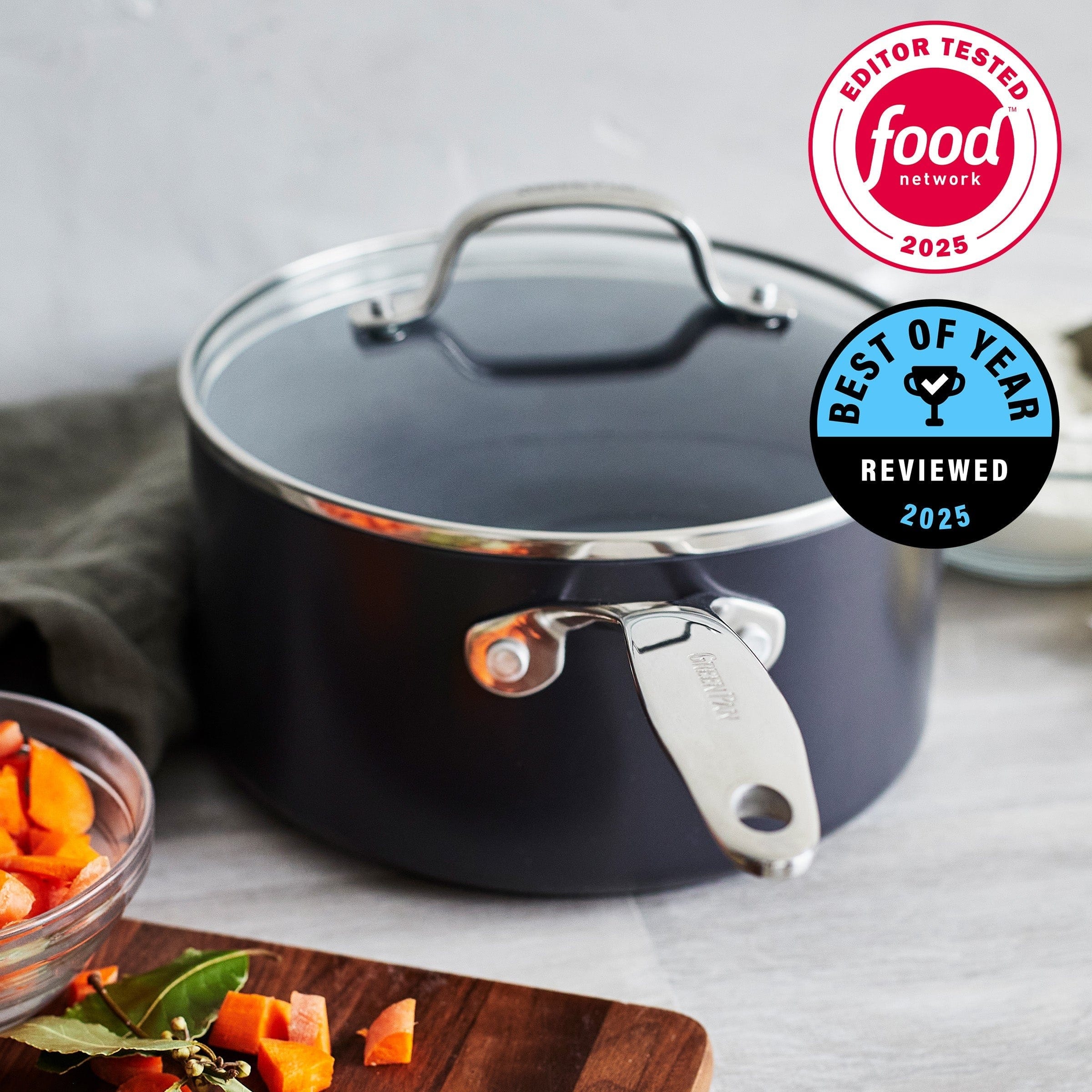 Cookware GreenPan Valencia Pro Non-Stick Covered Sauce Pan, 2 Quart