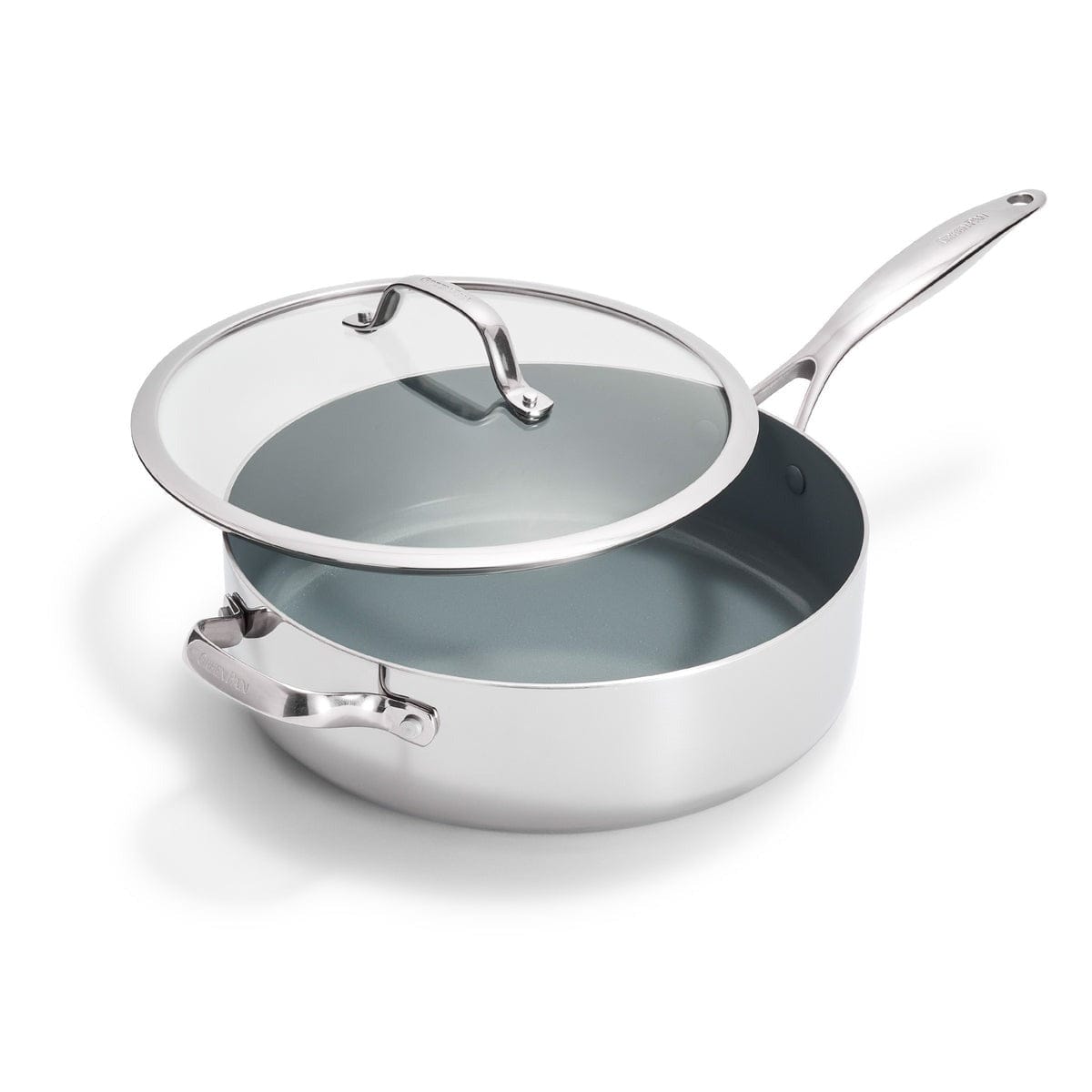 Cookware GreenPan Valencia Pro Saute Pan with Lid and Helper Handle, 5 Quart