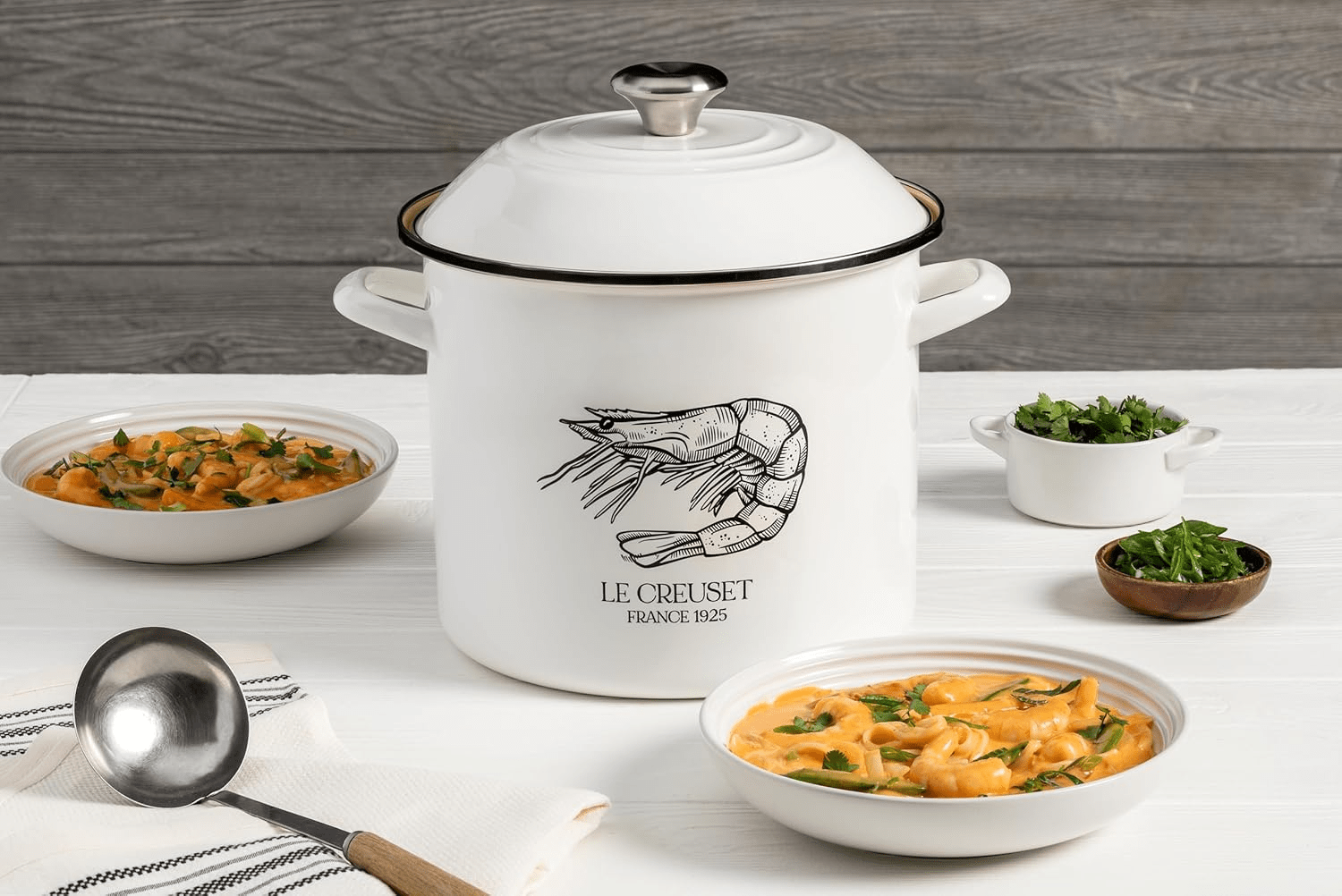 Cookware Le Creuset 10 Quart Shrimp Stockpot, White