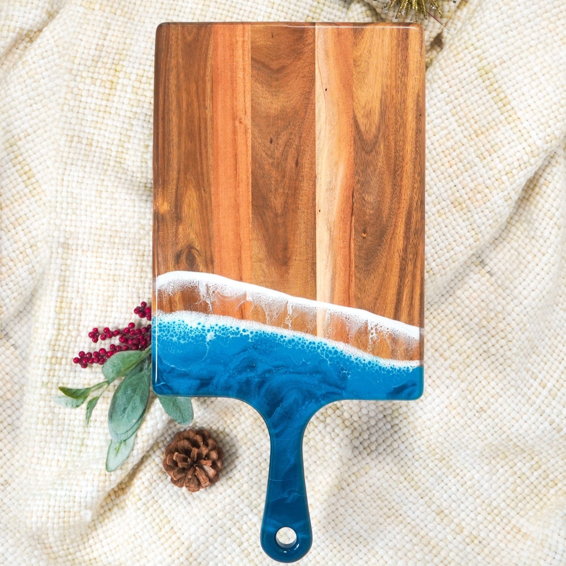 Tabletop Lynn & Liana Large Acacia Cheese Board - Ocean Vibes - 10" x 20"