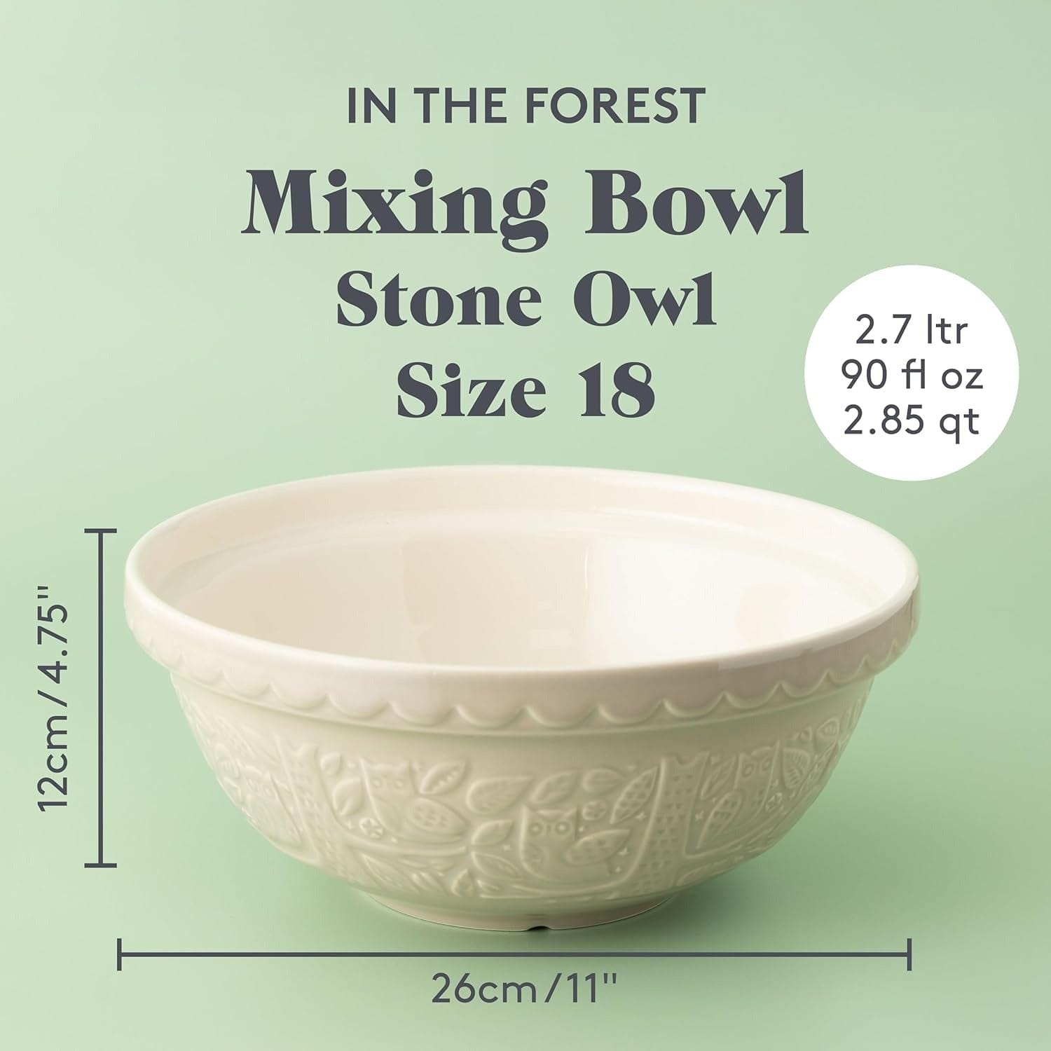 Bakeware Mason Cash In The Forest Mixing Bowl - Owl/Stone, 2.85Qt.