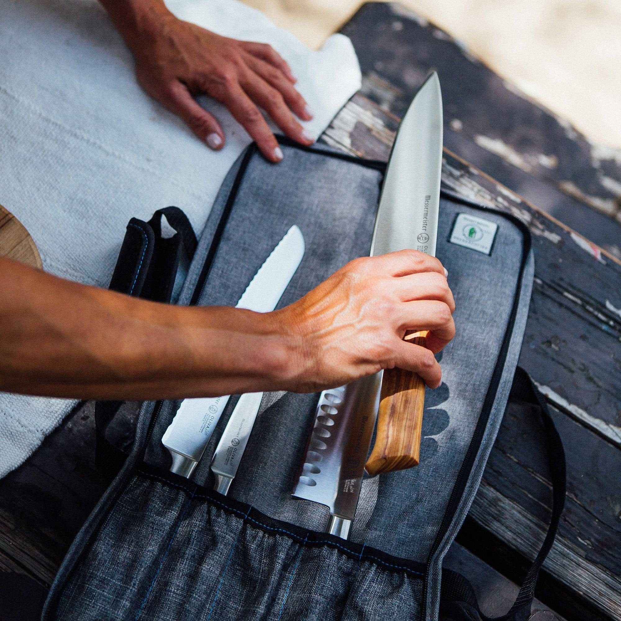 Cutlery Messermeister - Preservation Heather Gray Knife Roll Bag - 5 Pocket