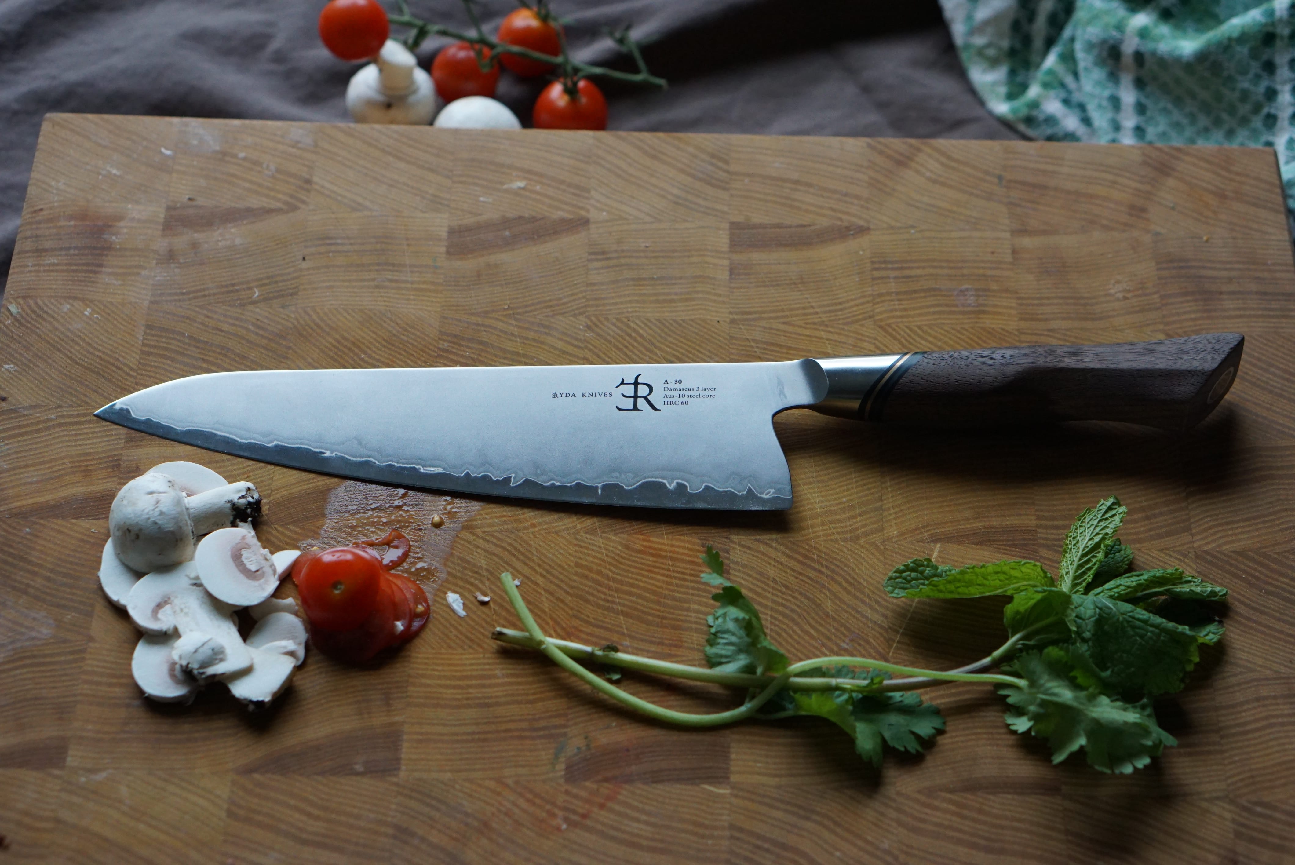Cutlery Ryda Knives A30 Damascus Steel Chef Knife