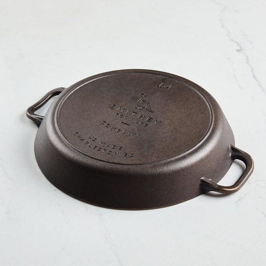 Cookware Smithey Ironware Dual Handle 14" Skillet - Polished Cast Iron Frying Pan for Roasts, Frying, Barbeque and More - Made in USA