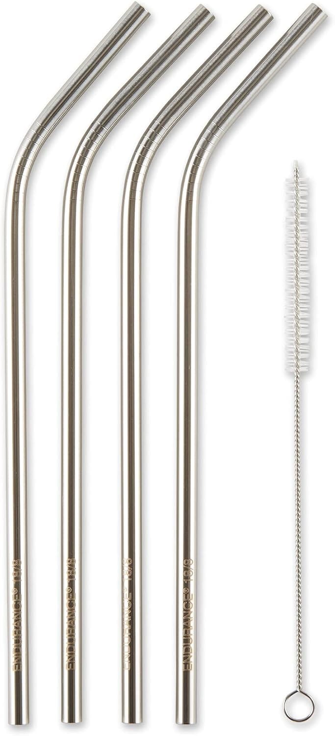 Outdoor, Travel & Storage Stainless Steel Drink Straws, Set of 4