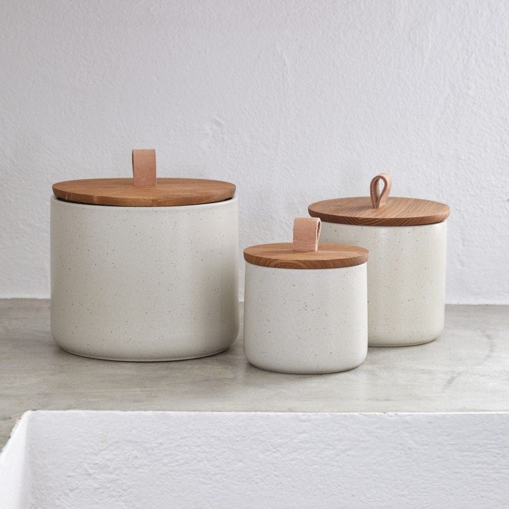 Table & Counter Accessories Casafina Pacifica Canister w/ Oak Wood Lid - Vanilla