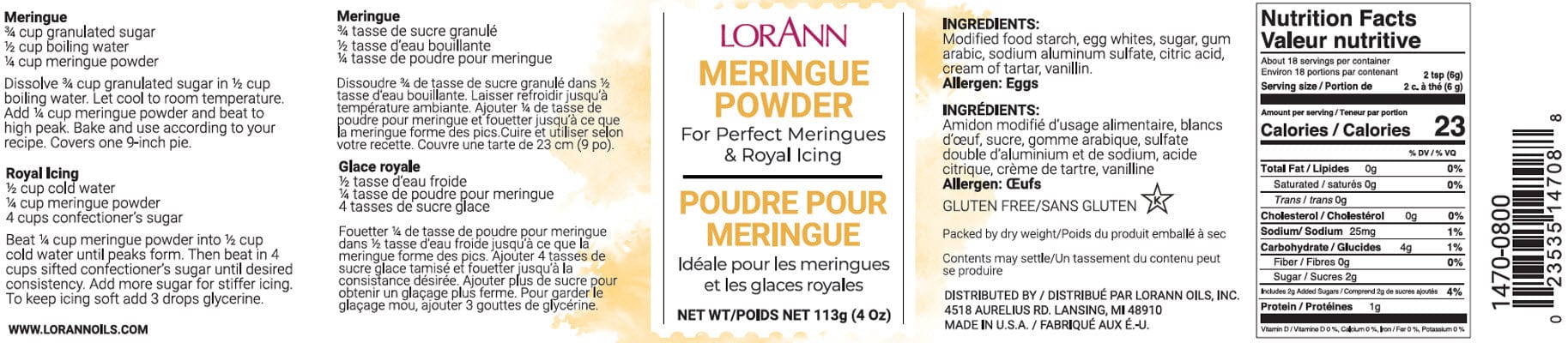 Food LorAnn Meringue Powder 4oz
